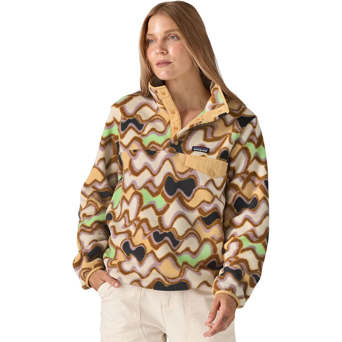 Patagonia Synchilla Lightweight Snap-T Fleece Pullover - Women's Small Currents/Natural, XS