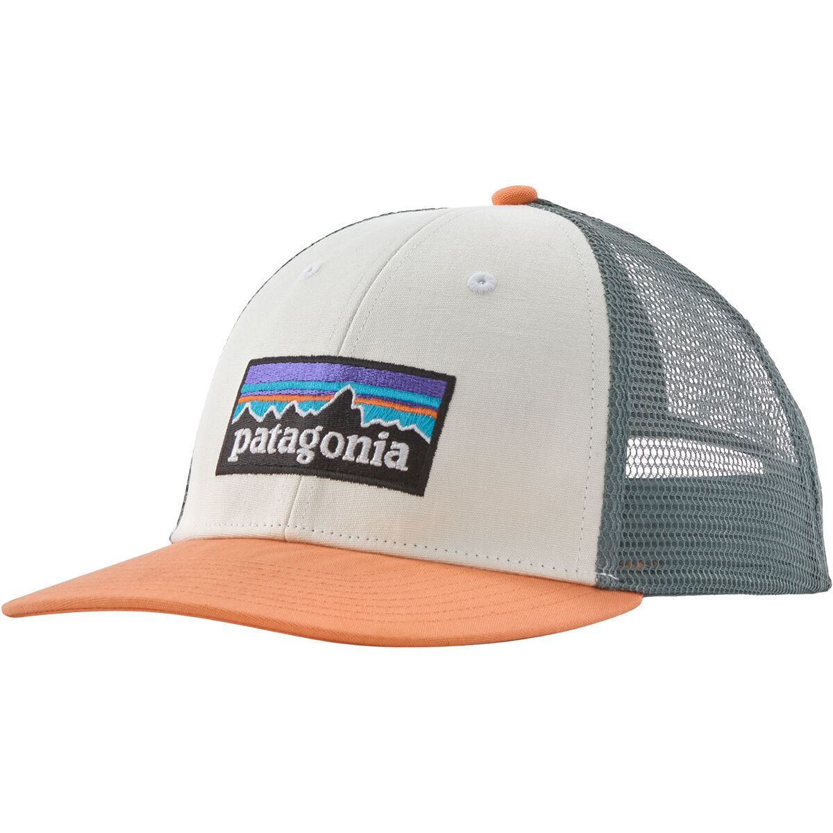 Patagonia P6 LoPro Trucker Hat White w/Peach Sherbet, One Size