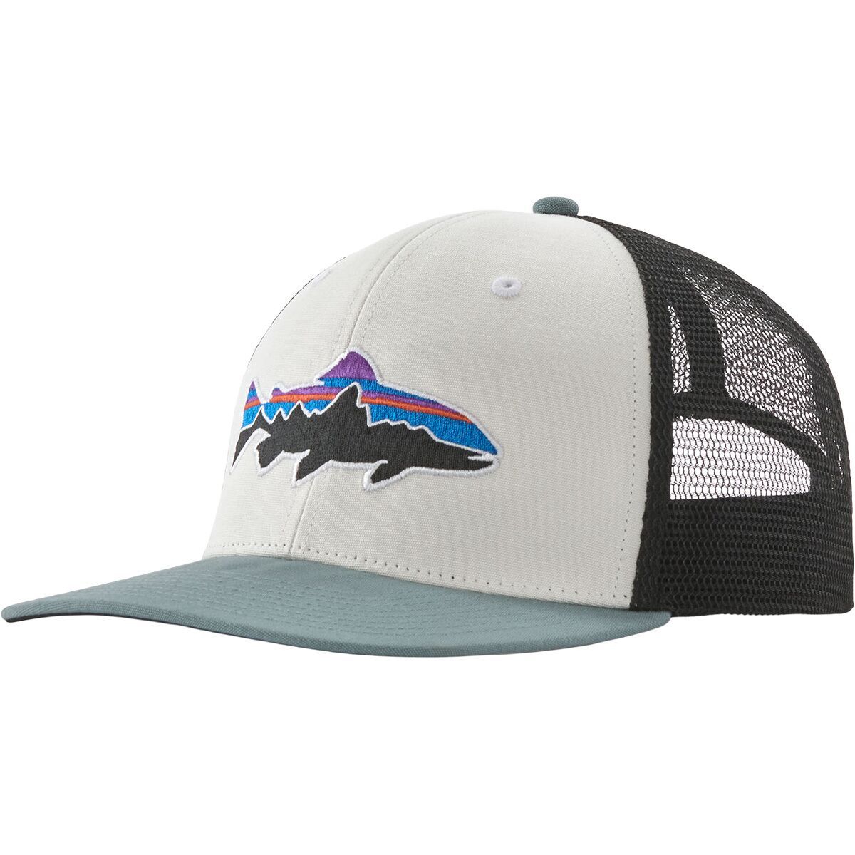 Image of Patagonia Fitz Roy Trout Trucker Hat White w/Blue Sage, One Size