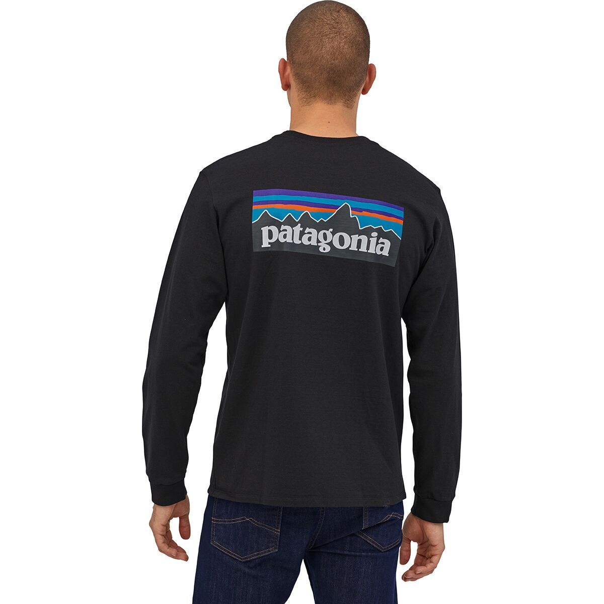 Image of Patagonia P-6 Logo Long-Sleeve Responsibili-T-Shirt - Men's Black, XXL