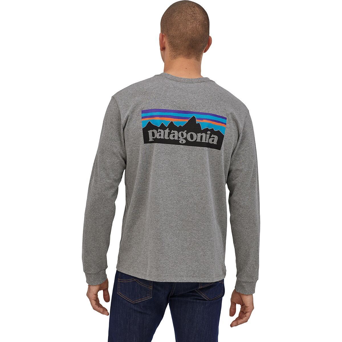 Image of Patagonia P-6 Logo Long-Sleeve Responsibili-T-Shirt - Men's Gravel Heather, S