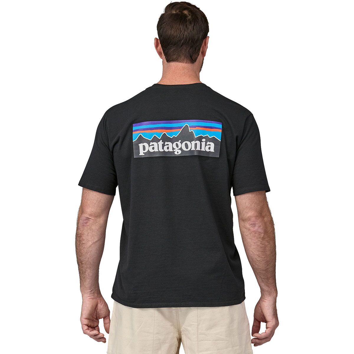 Image of Patagonia P-6 Logo Short-Sleeve Responsibili-T-Shirt - Men's Black, S