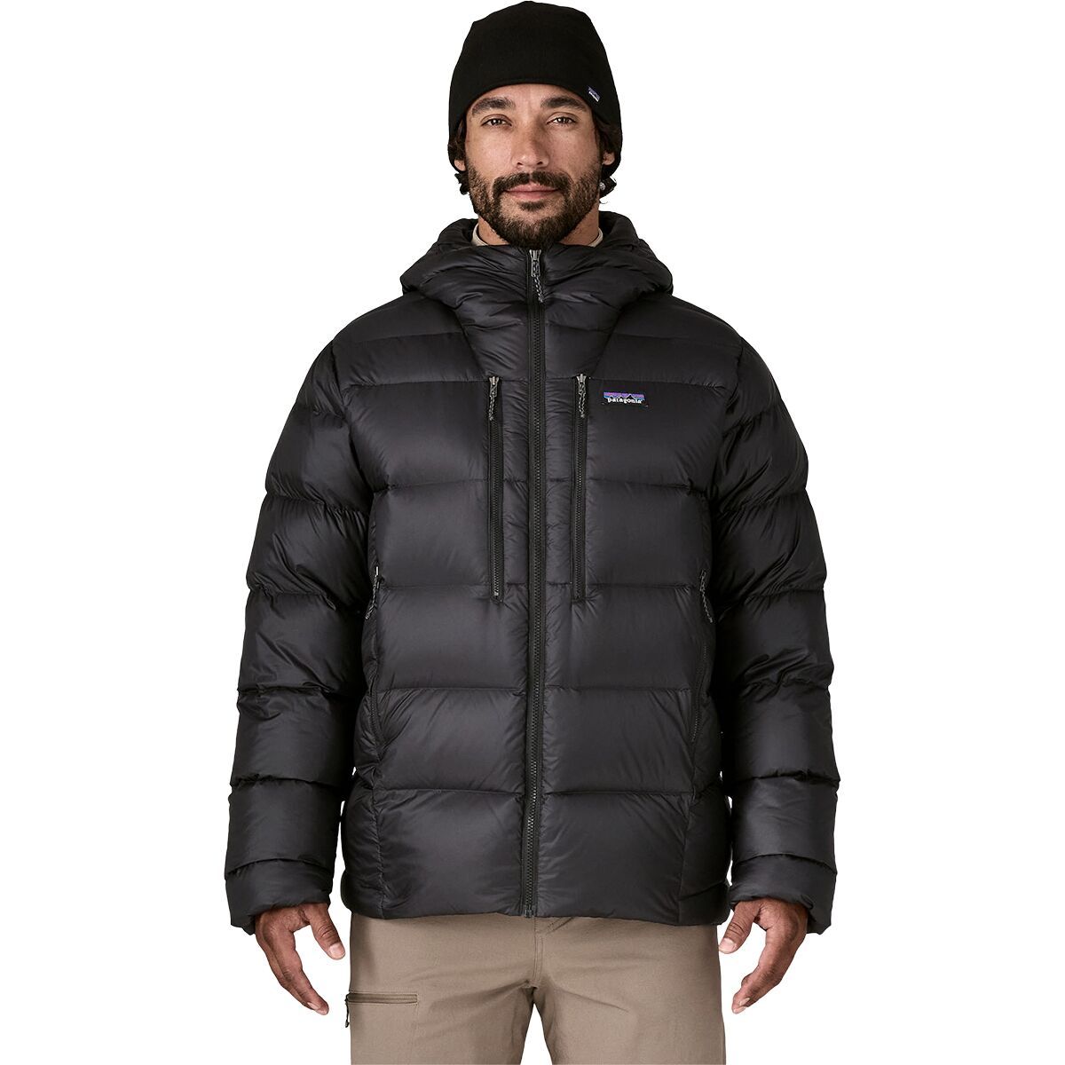 Image of Patagonia Fitz Roy Down Hooded Jacket - Men's Black, XXL