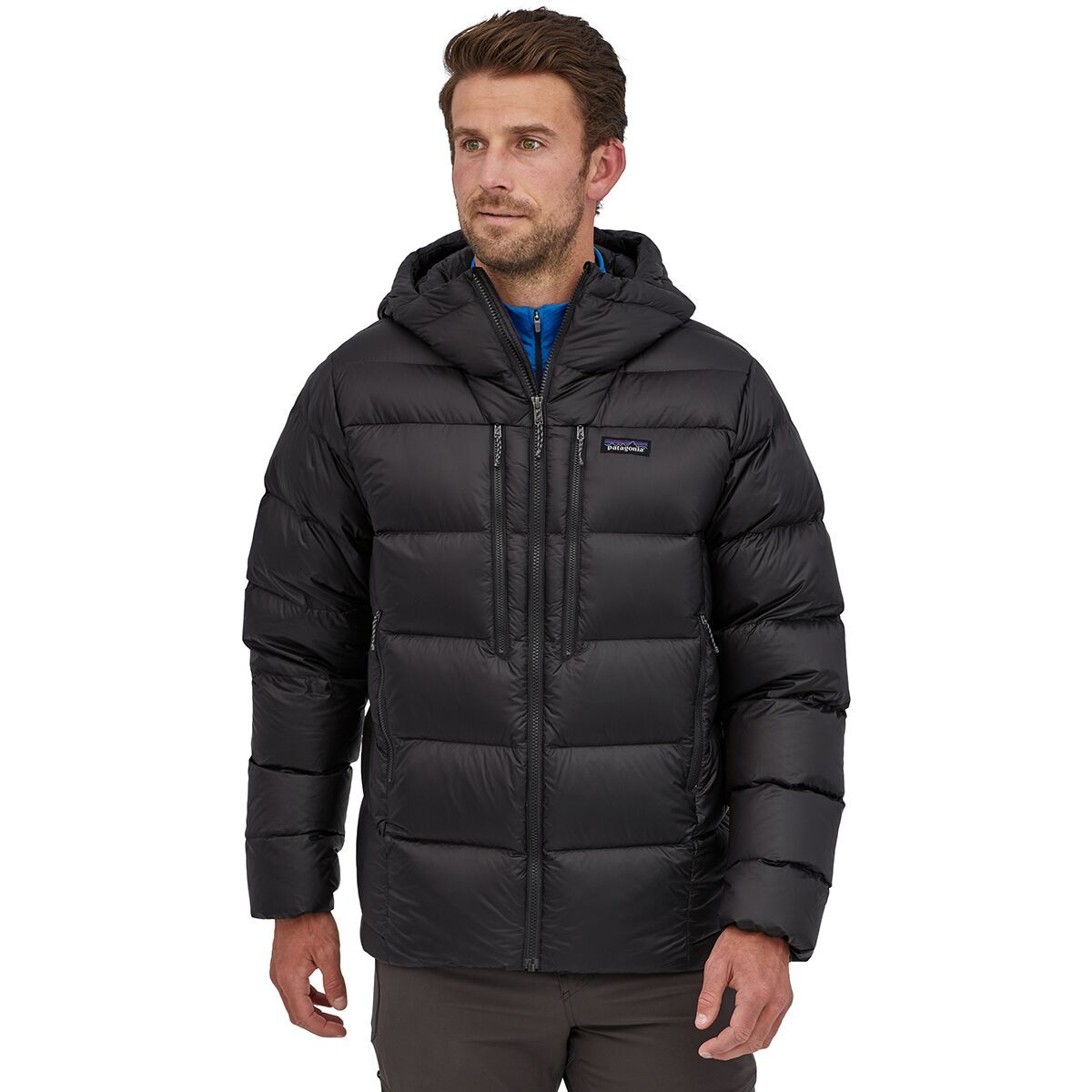 Image of Patagonia Fitz Roy Down Hooded Jacket - Men's Black, M