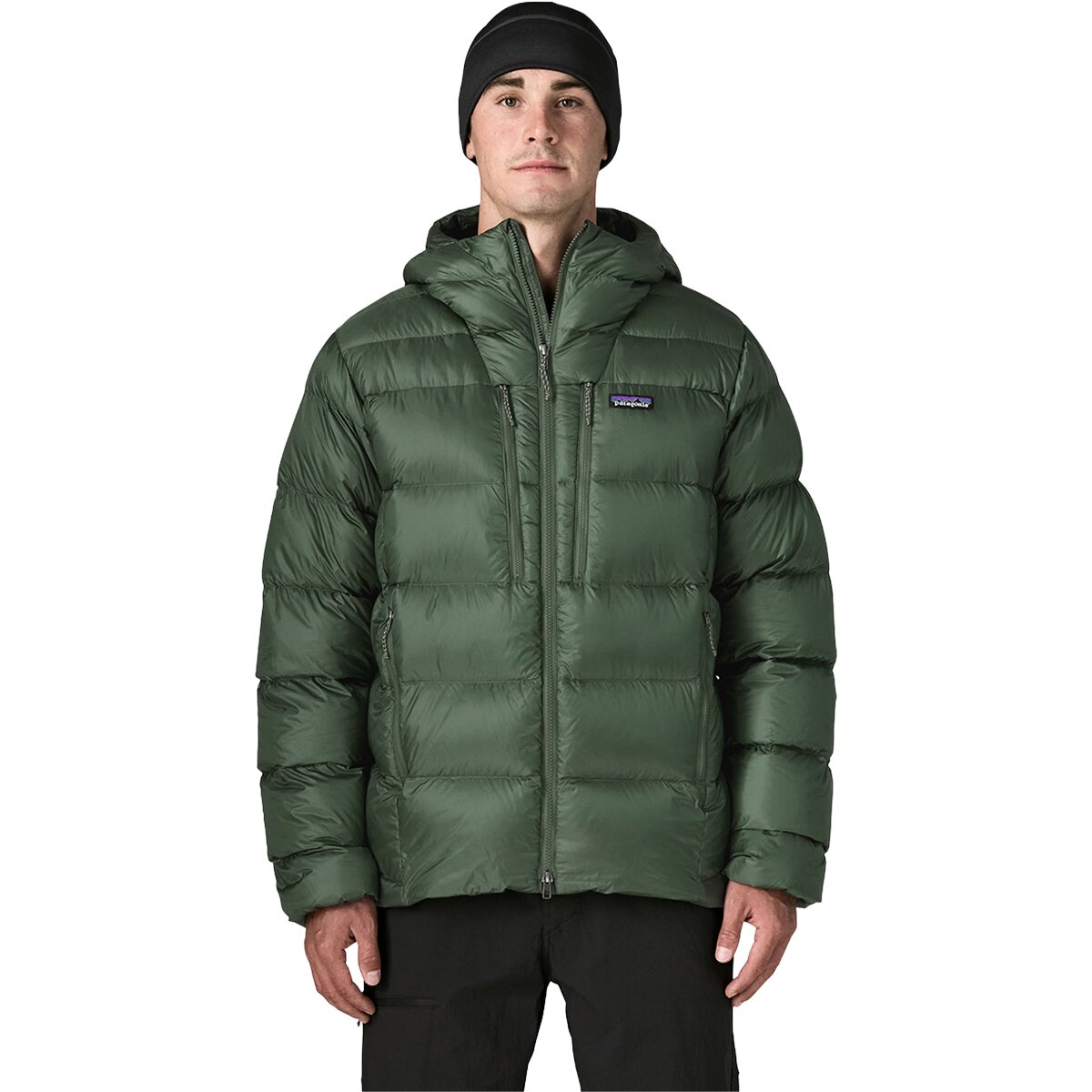 Image of Patagonia Fitz Roy Down Hooded Jacket - Men's Canopy Green, XXL