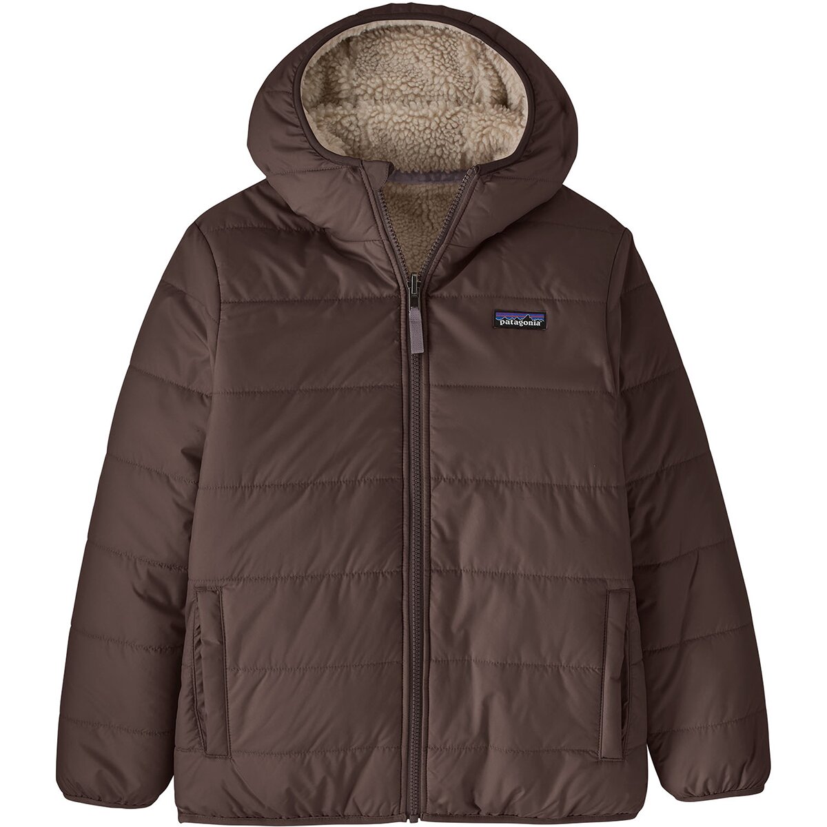 Image of Patagonia Reversible Ready Freddy Hooded Jacket - Boys' Den Brown, XS