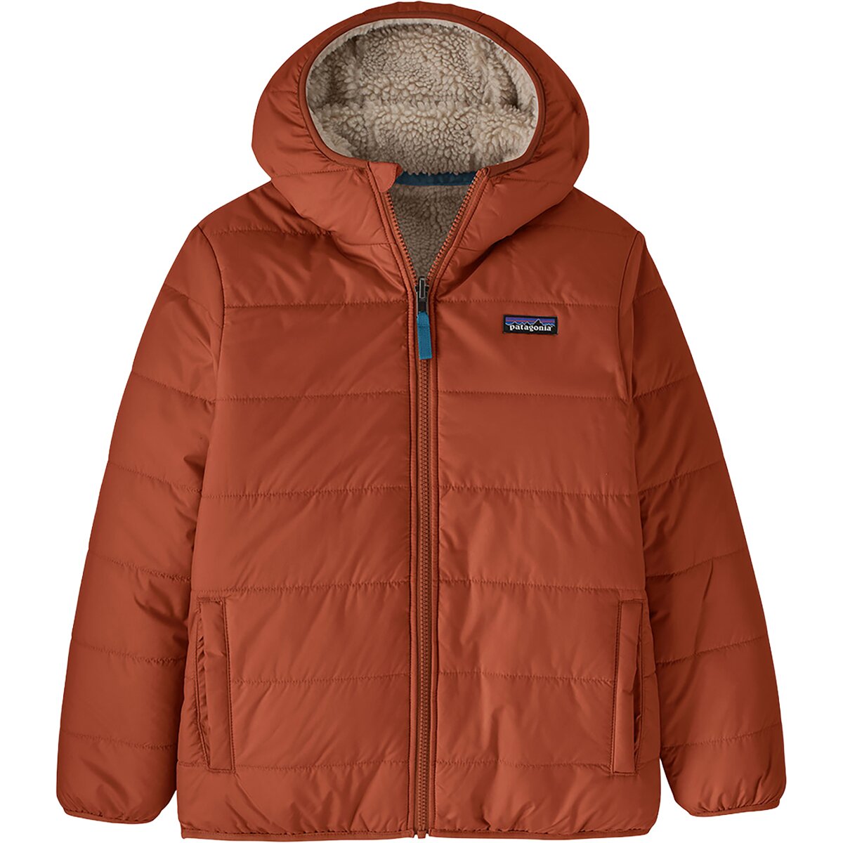 Image of Patagonia Reversible Ready Freddy Hooded Jacket - Boys' Rusty Red, L
