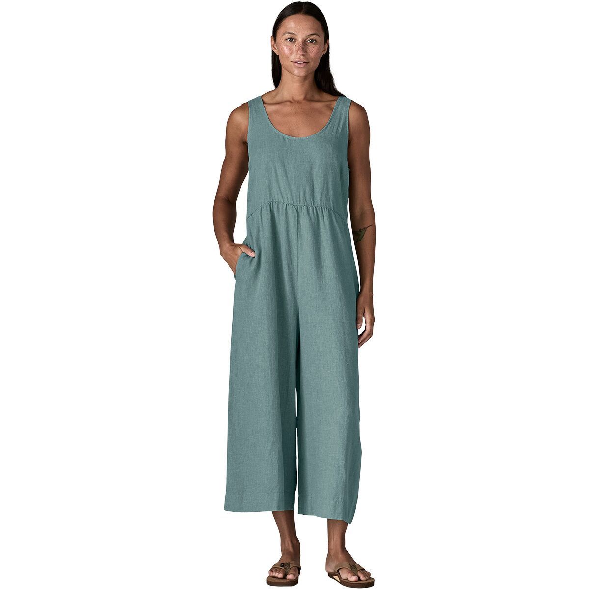 Image of Patagonia Garden Island Jumpsuit - Women's Whole Weave/Blue Sage, S