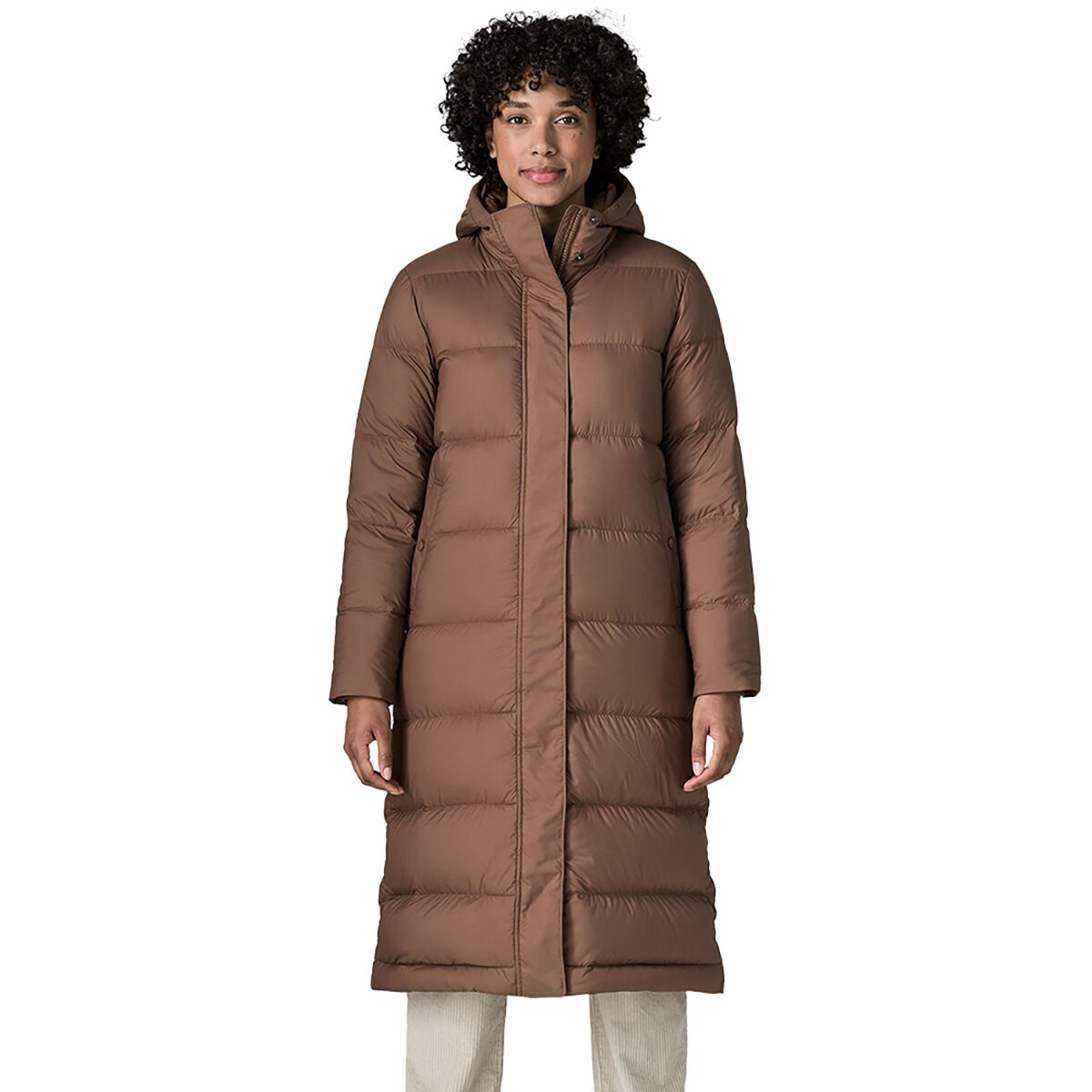 Image of Patagonia Silent Down Long Parka - Women's Berm Brown, L