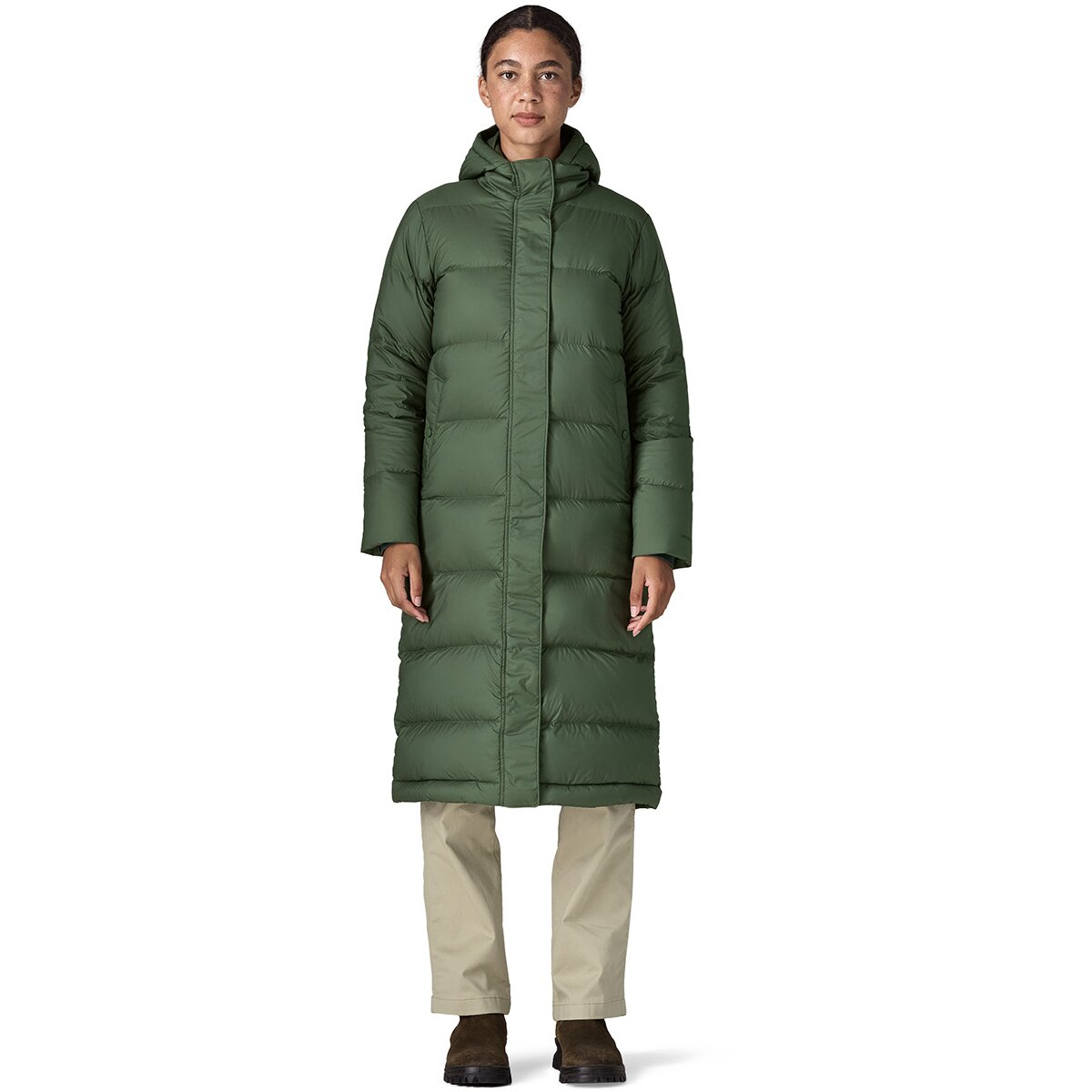 Image of Patagonia Silent Down Long Parka - Women's Canopy Green, L