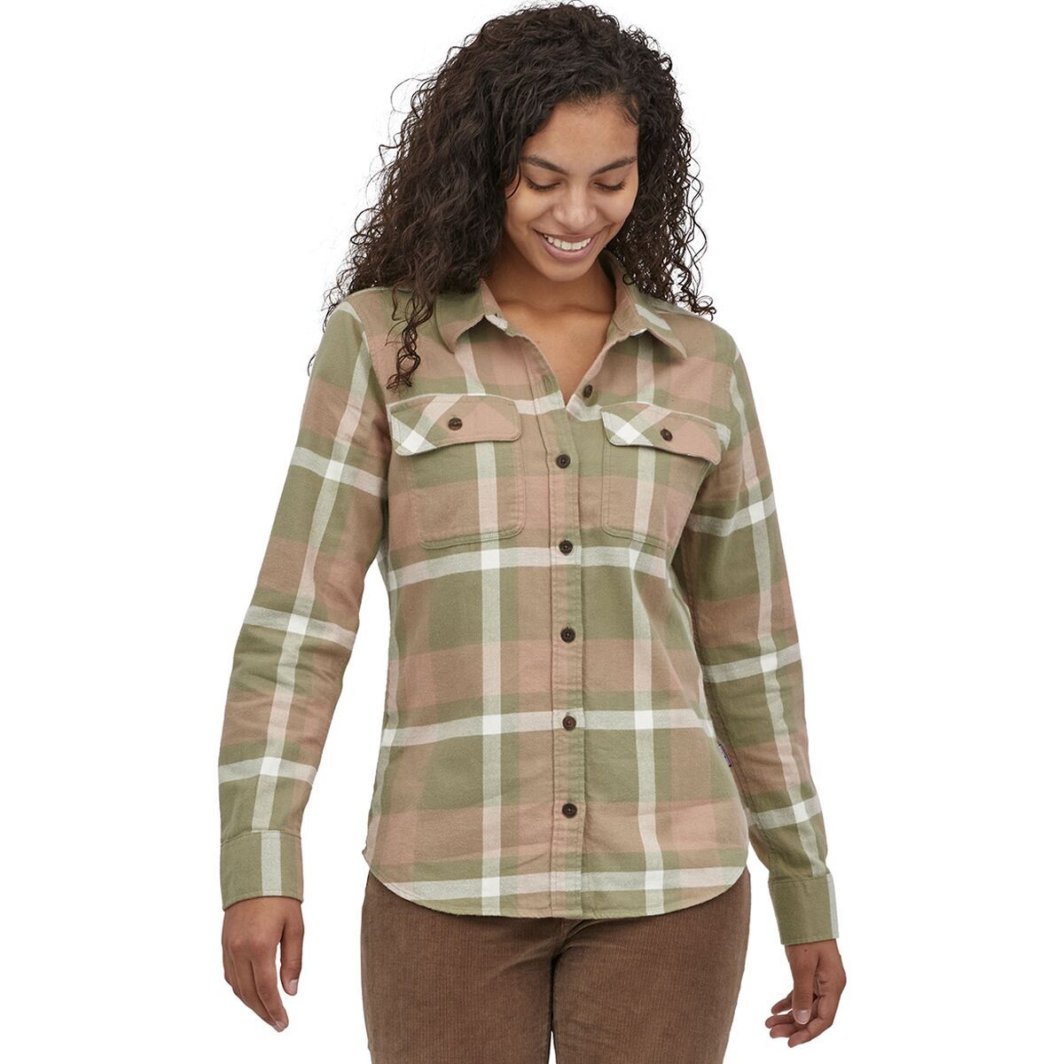 Patagonia Organic Cotton Midweight Fjord Flannel Shirt - Women's Comstock/Garden Green, L