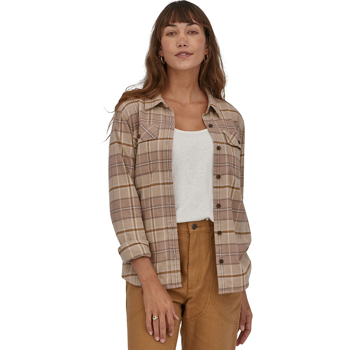 Patagonia Organic Cotton Midweight Fjord Flannel Shirt - Women's Roots/Pampas Tan, S