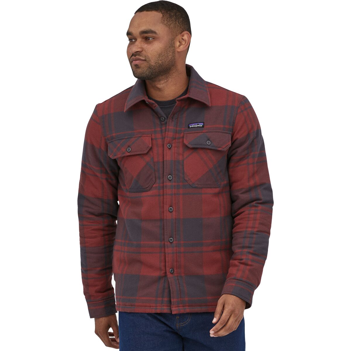 Patagonia Men's Insulated Organic Cotton Midweight Fjord Flannel Shirt - Live Oak: Sequoia Red