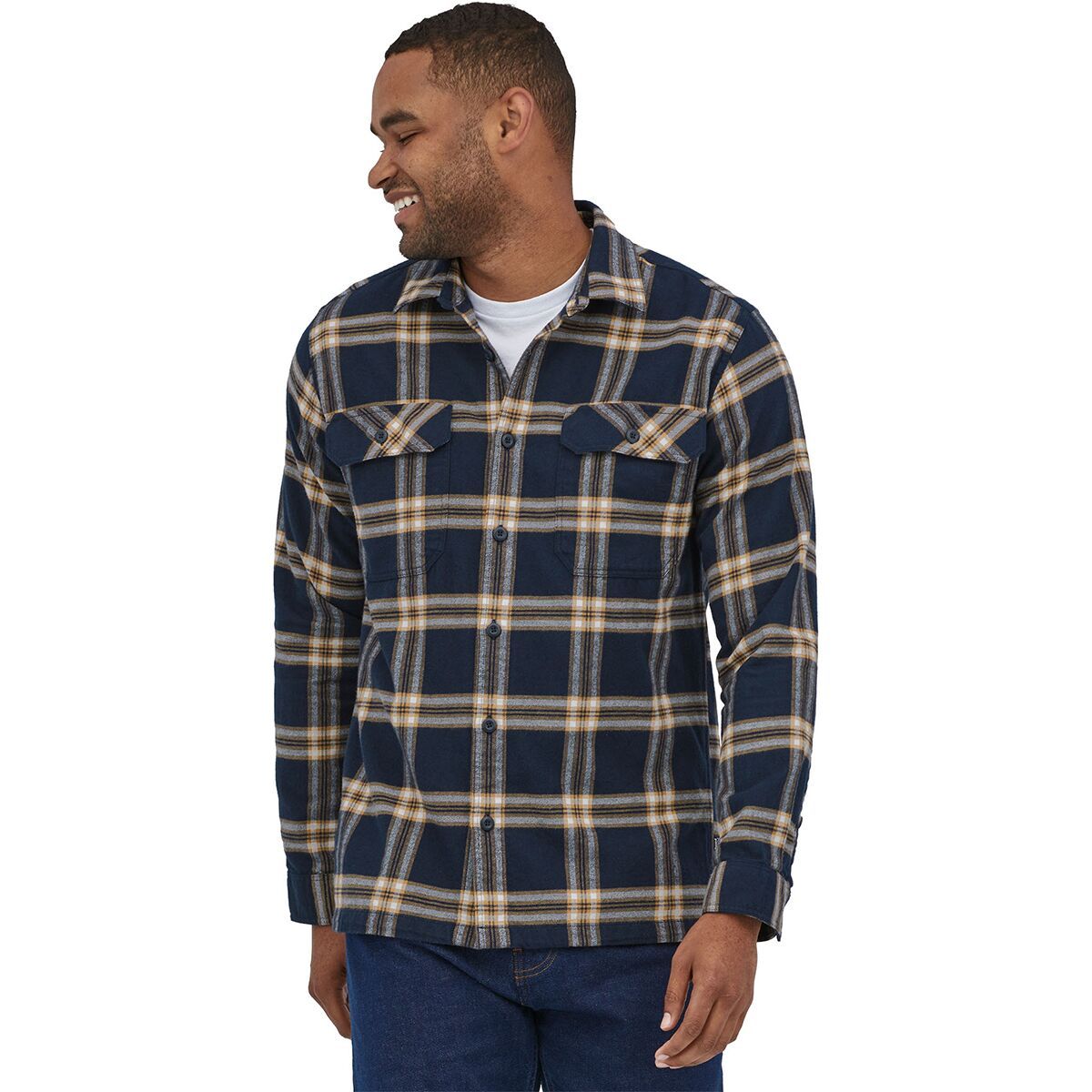 Patagonia Organic Cotton MW Long-Sleeve Fjord Flannel Shirt - Men's North Line: New Navy, L
