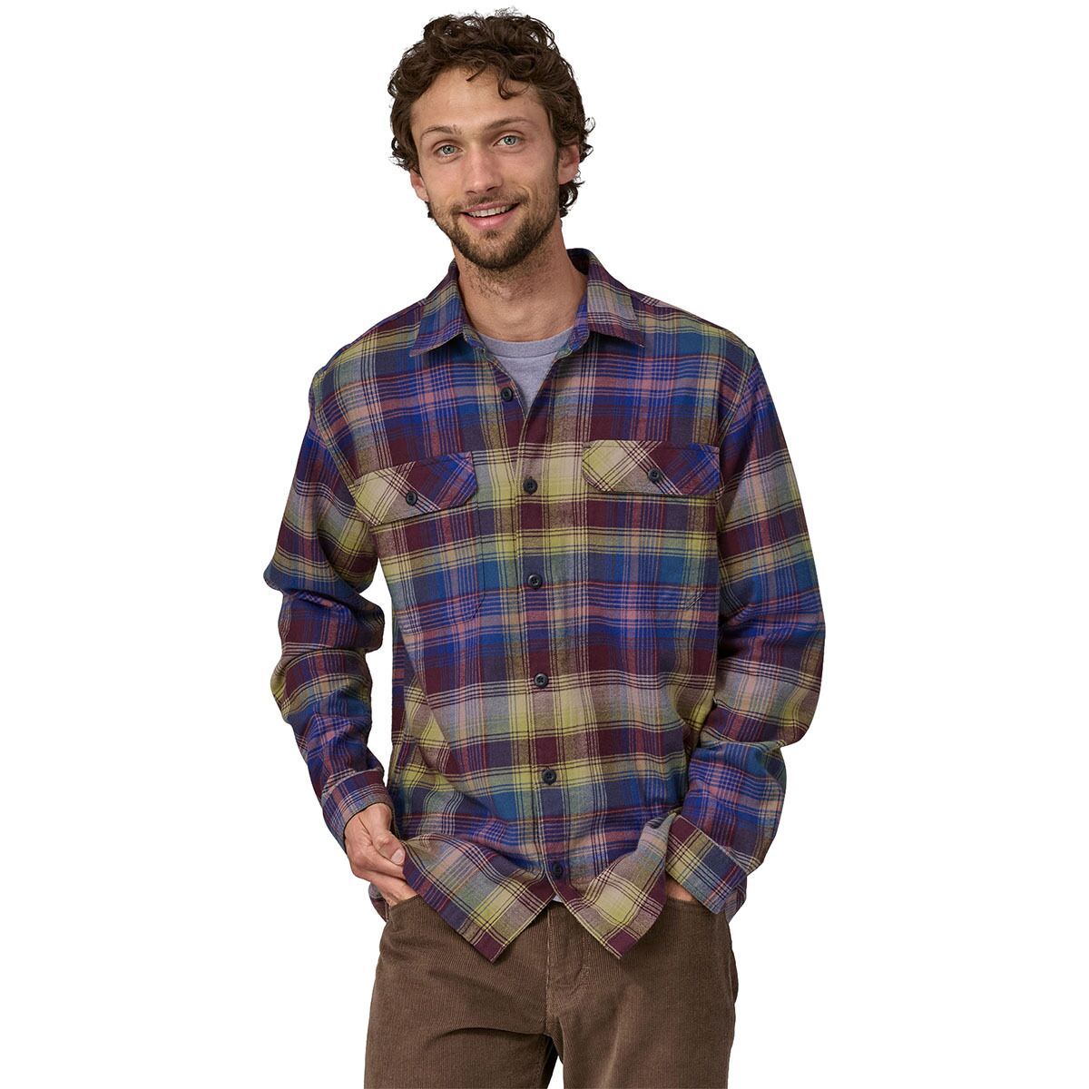 Patagonia Organic Cotton MW Long-Sleeve Fjord Flannel Shirt - Men's Sun Rays/Obsidian Plum, XS