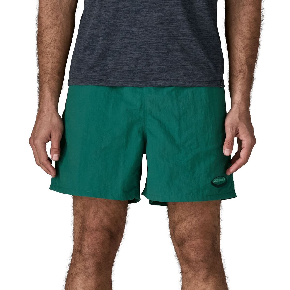 Image of Patagonia Baggies 5in Short - Men's '95 Oval Logo: Gem Green, S