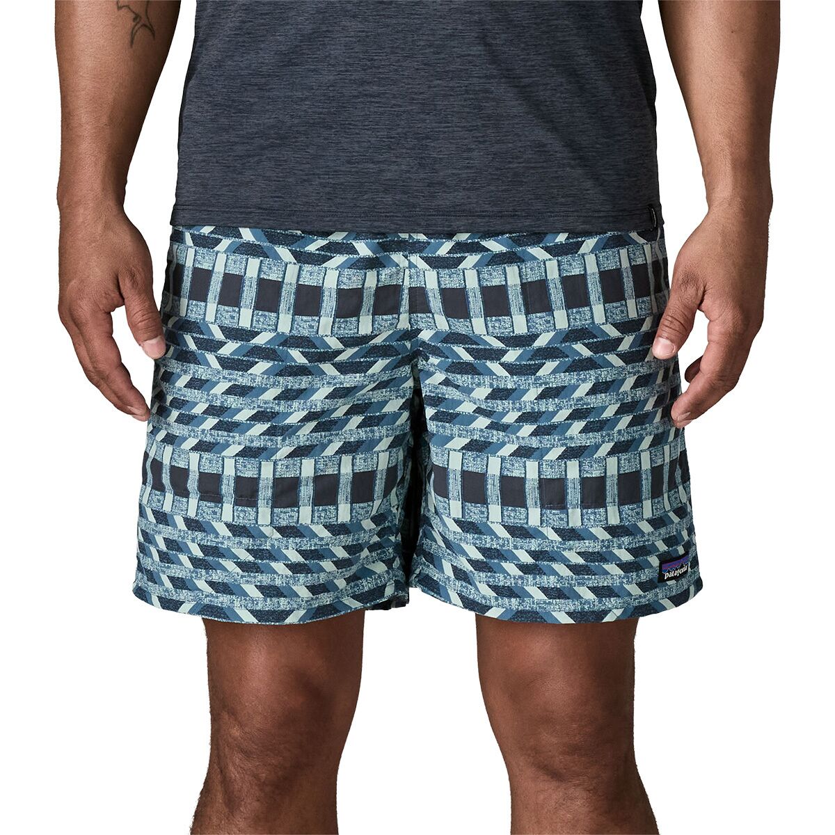 Patagonia Patagonia Baggies 7in Short - Men's Climbing Stripe: Still Blue, M