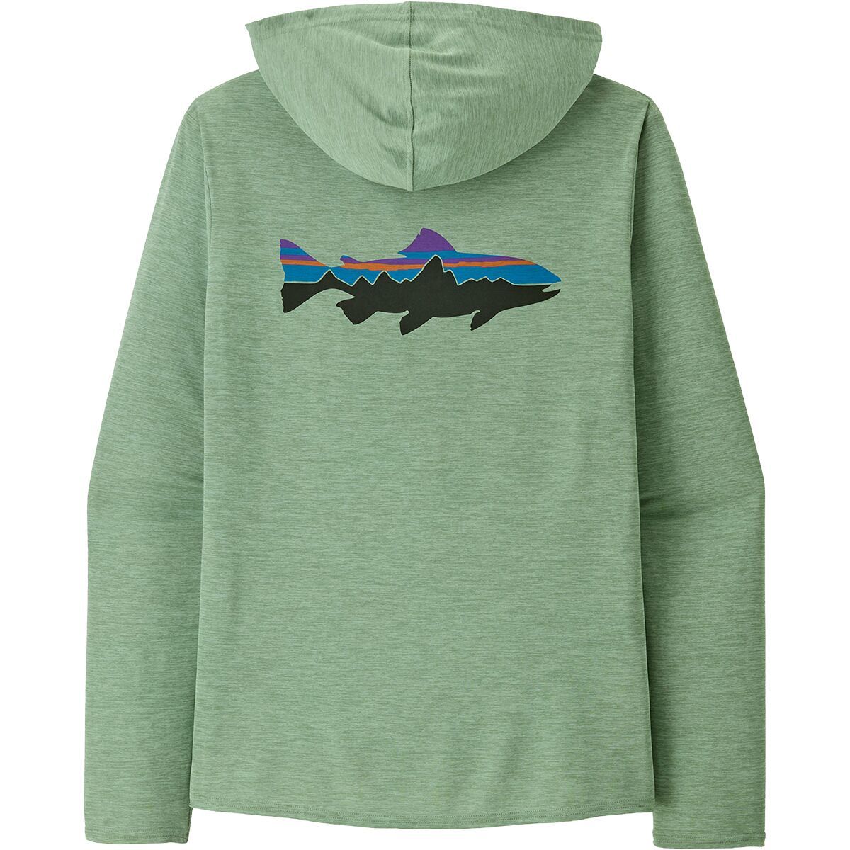 Image of Patagonia Cap Cool Daily Graphic Hooded Shirt - Men's Fitz Roy Trout: Ellwood Green X-Dye, L
