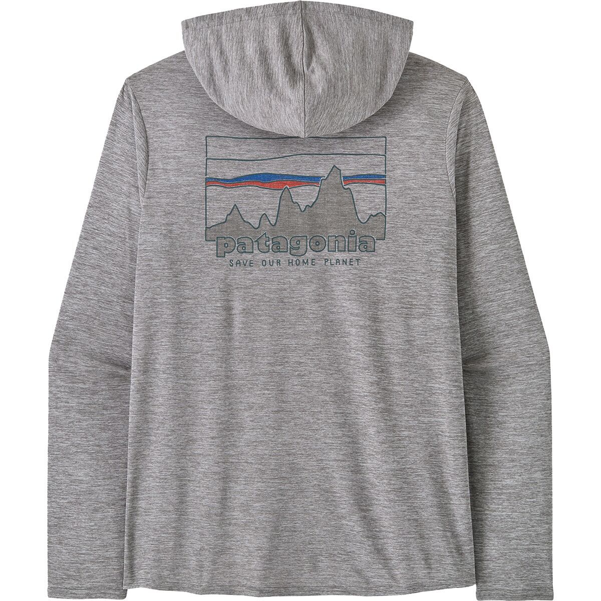 Image of Patagonia Cap Cool Daily Graphic Hooded Shirt - Men's '73 Skyline: Feather Grey, XXL