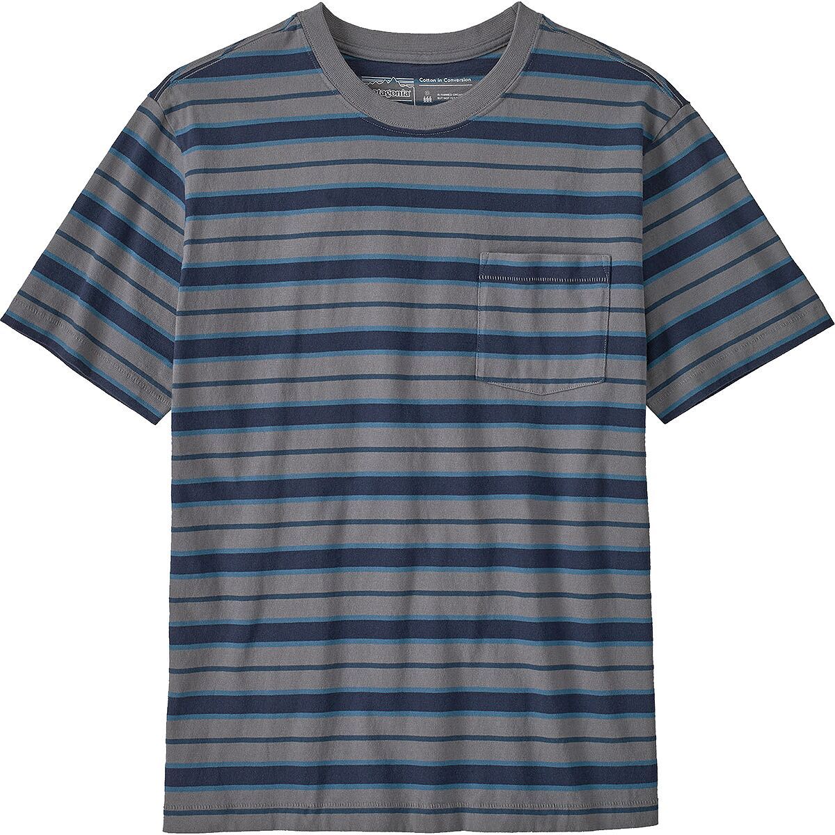 Patagonia Cotton in Conversion Midweight Pocket T-Shirt - Men's Skater Stripe: Noble Grey, S