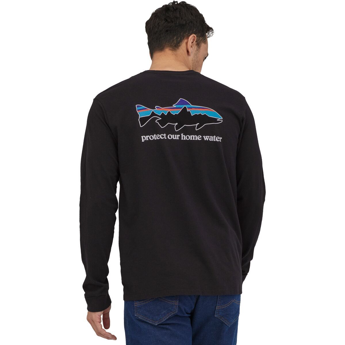 Image of Patagonia Home Water Trout Long-Sleeve Responsibili-Tee - Men's Black, S