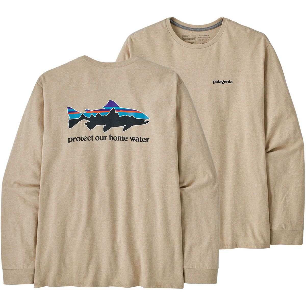 Tシャツ・カットソー Patagonia Men's Long Sleeve Home Water Trout Responsibility Patagonia Home Water Trout Long-Sleeve Responsibili-Tee