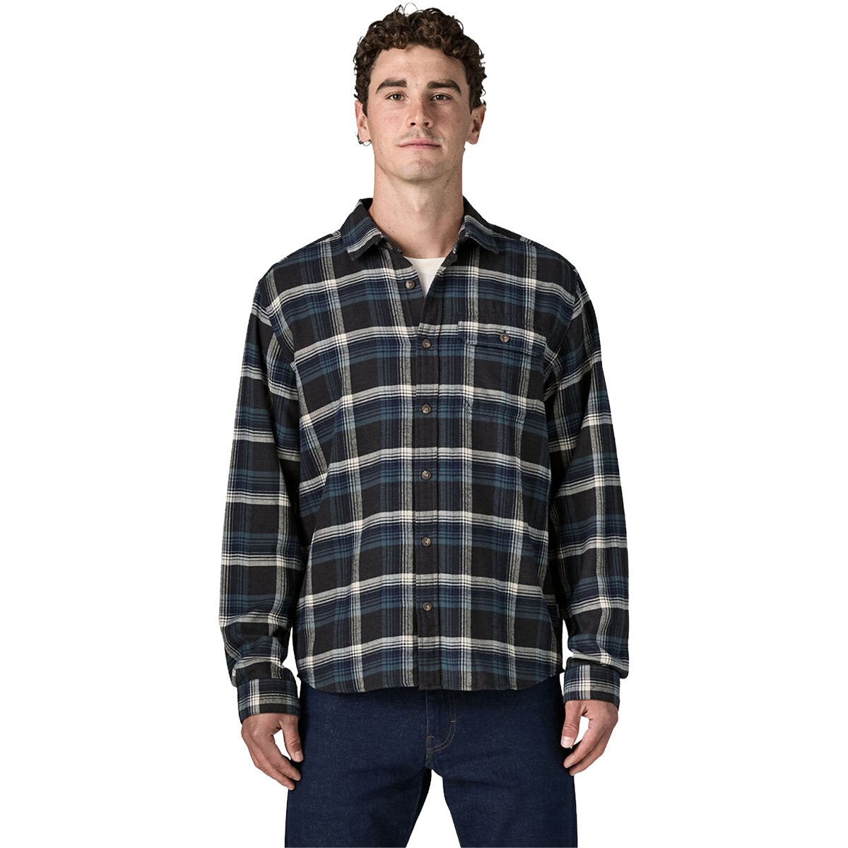Image of Patagonia Long-Sleeve Cotton in Conversion Fjord Flannel Shirt - Men's Cozy Cabin/Ink Black, S