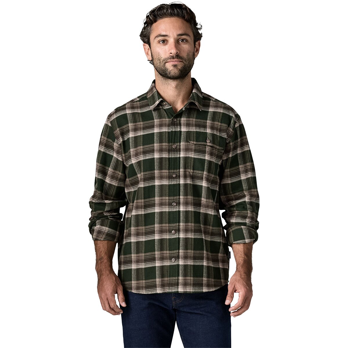 Image of Patagonia Long-Sleeve Cotton in Conversion Fjord Flannel Shirt - Men's Cozy Cabin/Treeline Green, XXL