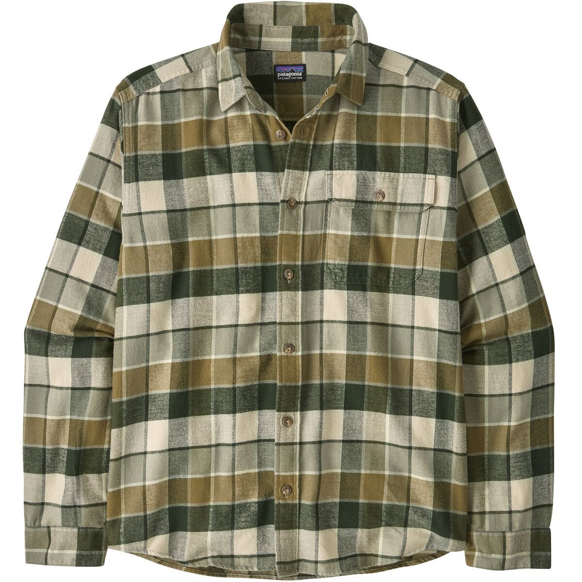 Image of Patagonia Long-Sleeve Cotton in Conversion Fjord Flannel Shirt - Men's Rocky: Old Growth Green, S