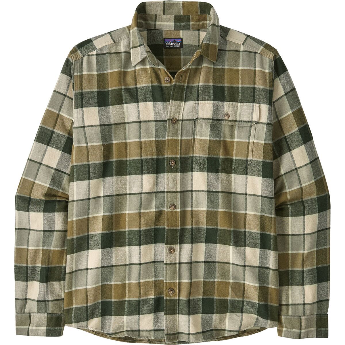 Image of Patagonia Long-Sleeve Cotton in Conversion Fjord Flannel Shirt - Men's Rocky: Old Growth Green, M