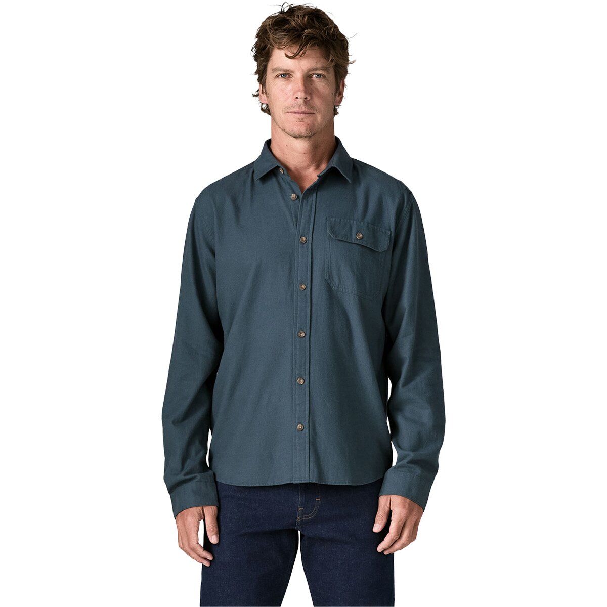 Image of Patagonia Long-Sleeve Cotton in Conversion Fjord Flannel Shirt - Men's Summit Blue, L