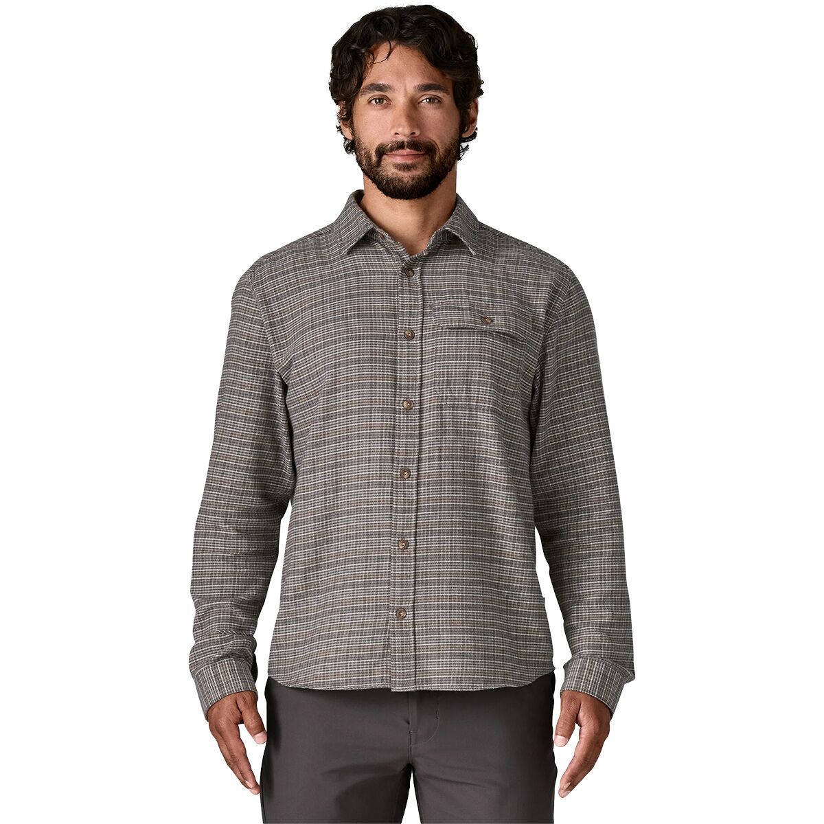 Image of Patagonia Long-Sleeve Cotton in Conversion Fjord Flannel Shirt - Men's Tracks: Noble Grey, L