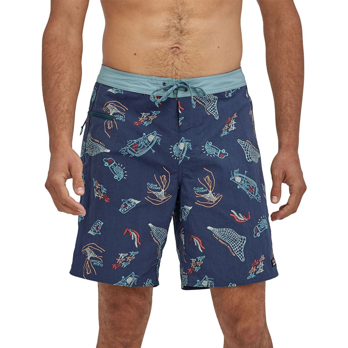 Patagonia Wavefarer 19in Boardshort - Men's Clean Currents/Tidepool Blue, 33