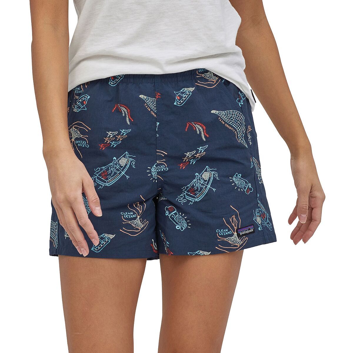 Patagonia Baggies 5in Short - Women's Clean Currents/Tidepool Blue, L