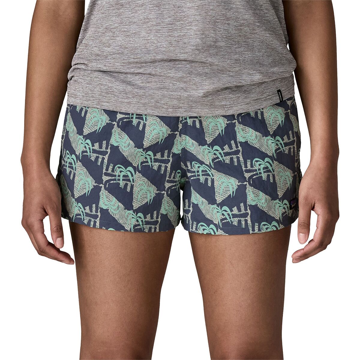 Image of Patagonia Barely Baggies 2.5in Short - Women's Jaguar Geo/Blue Sage, S