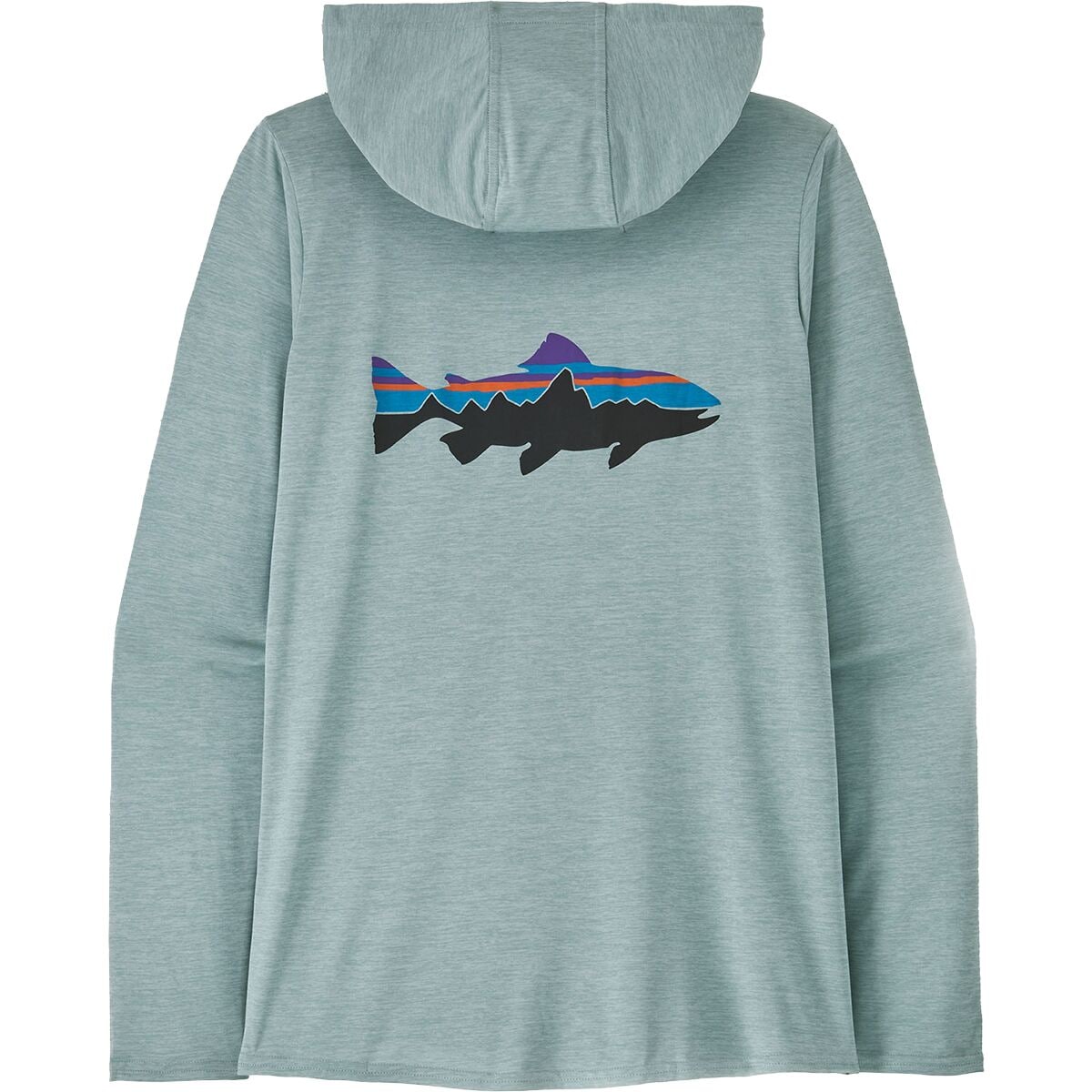Image of Patagonia Capilene Cool Daily Graphic Hoodie - Women's Fitz Roy Trout: Thermal Blue X-Dye, S