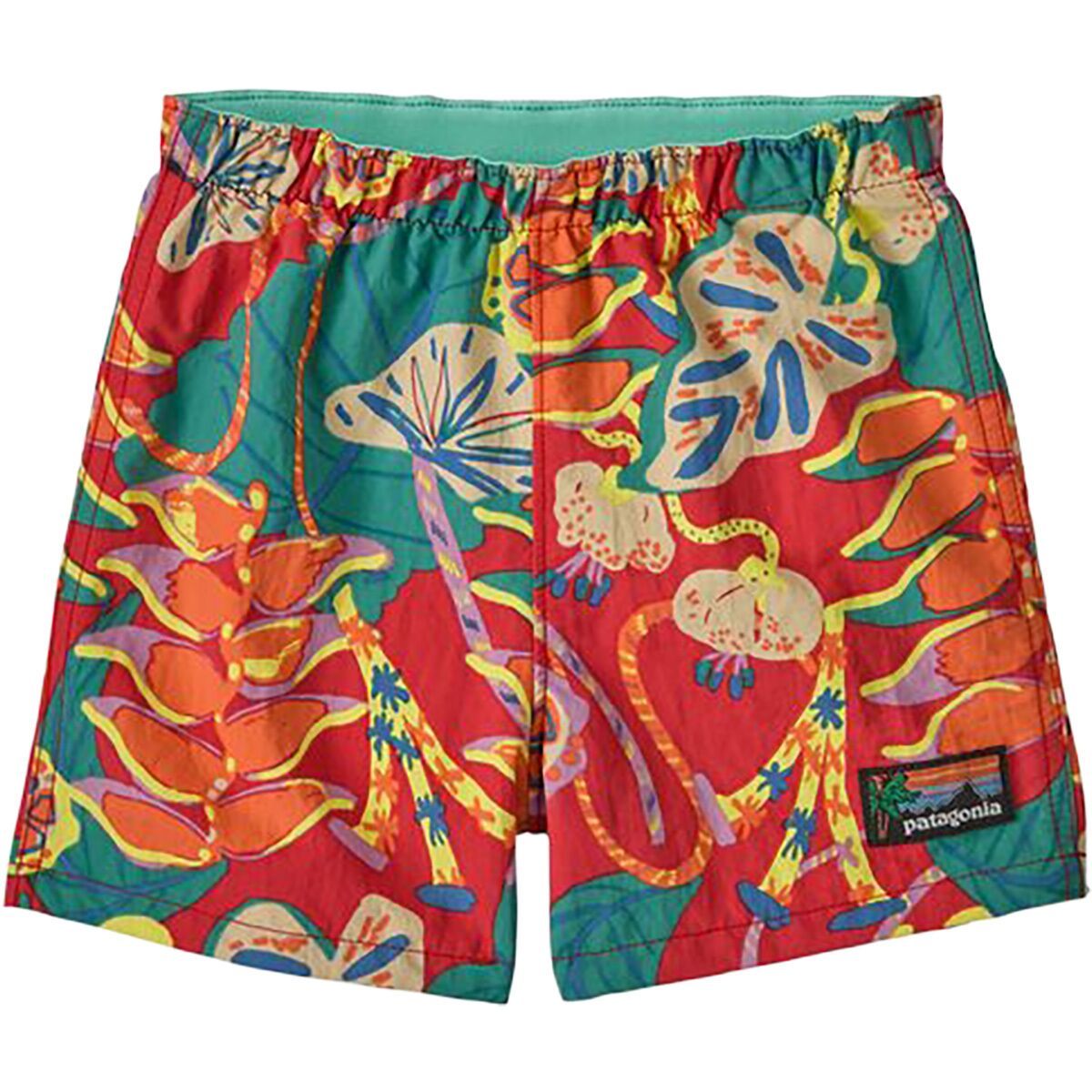 Image of Patagonia Baby Baggies Short - Infants' Tidal Threads: Tropiclimb Hot Ember, 18M