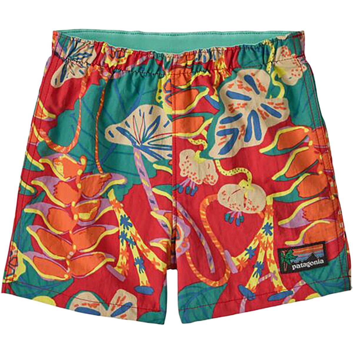 Image of Patagonia Baby Baggies Short - Infants' Tidal Threads: Tropiclimb Hot Ember, 12M