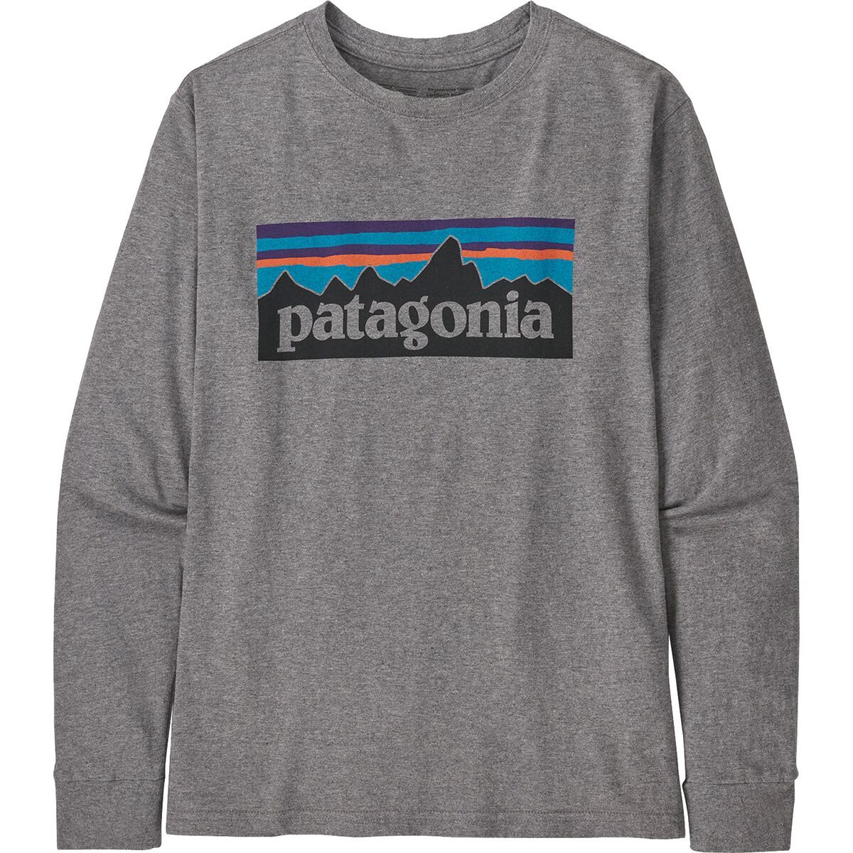 Patagonia Regenerative Graphic Long-Sleeve T-Shirt - Kids' P-6 Logo/Gravel Heather, S