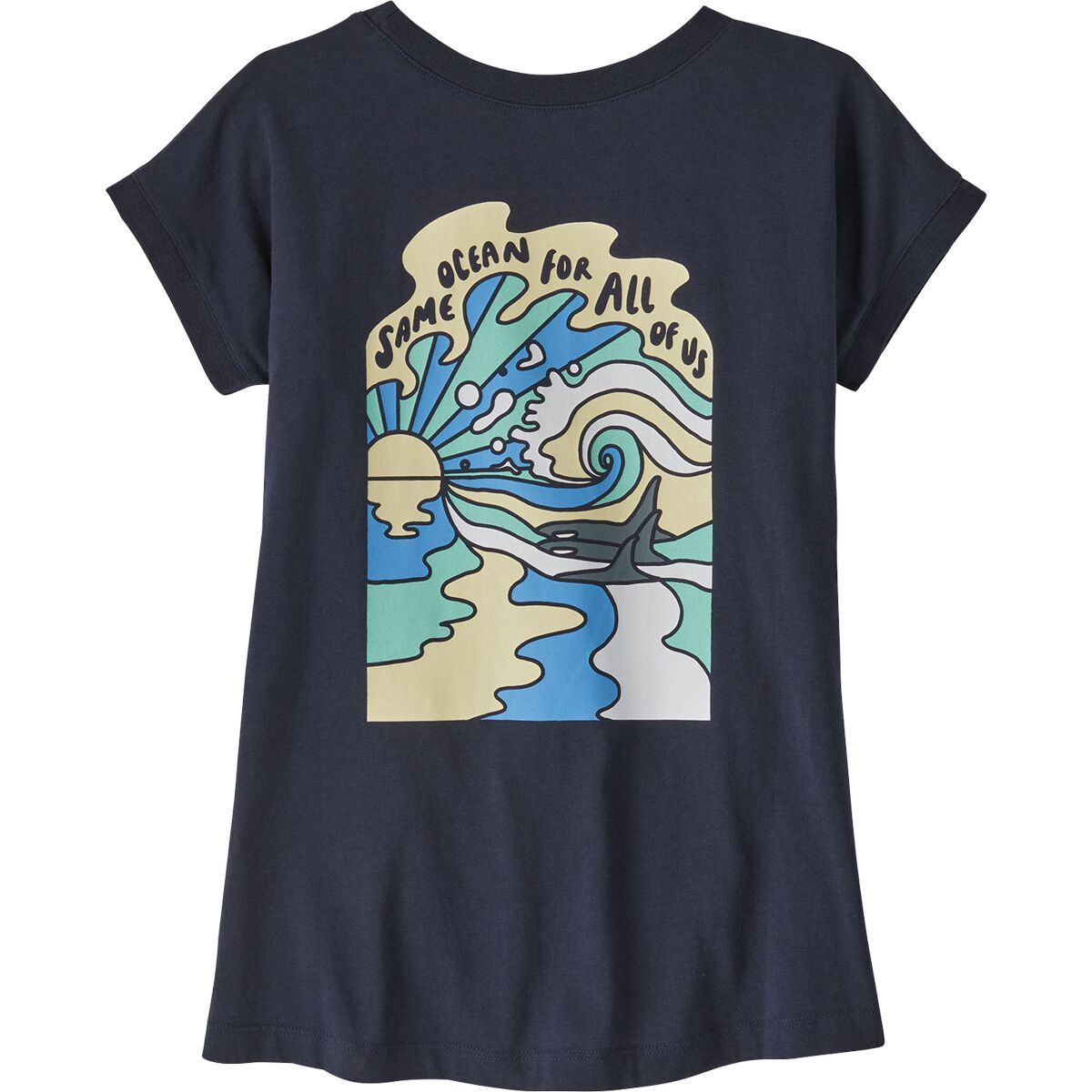 Patagonia Regenerative Graphic Short-Sleeve T-Shirt - Girls' Same Ocean/New Navy, M