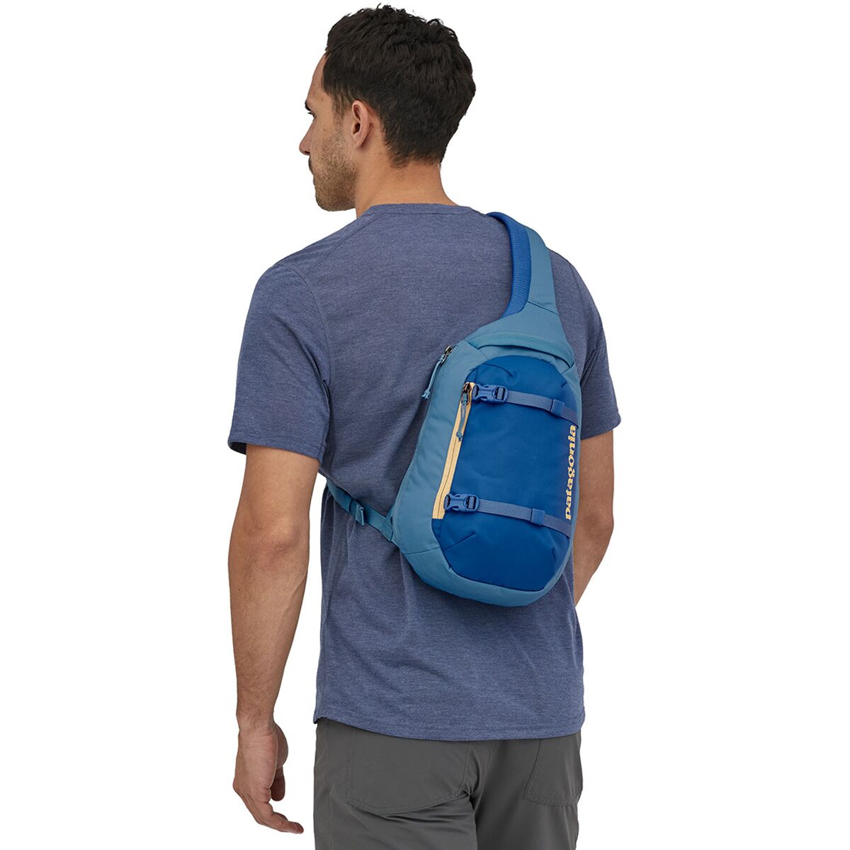 Patagonia Atom 8L Sling Bag In Classic Navy And Melon