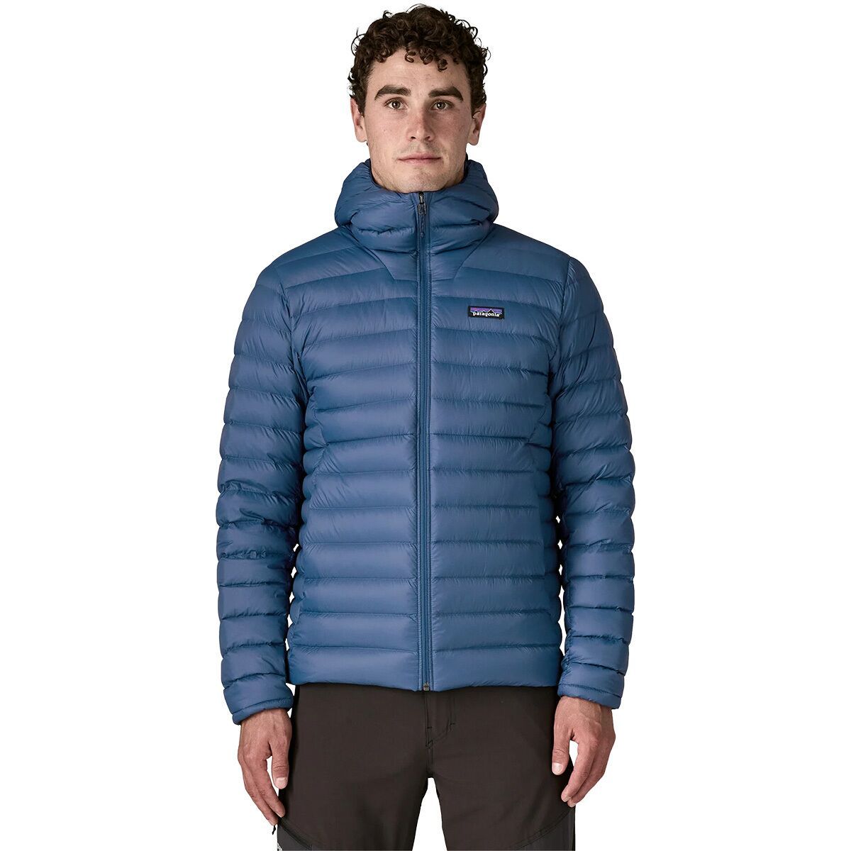Image of Patagonia Down Sweater Hooded Jacket - Men's Clement Blue, L