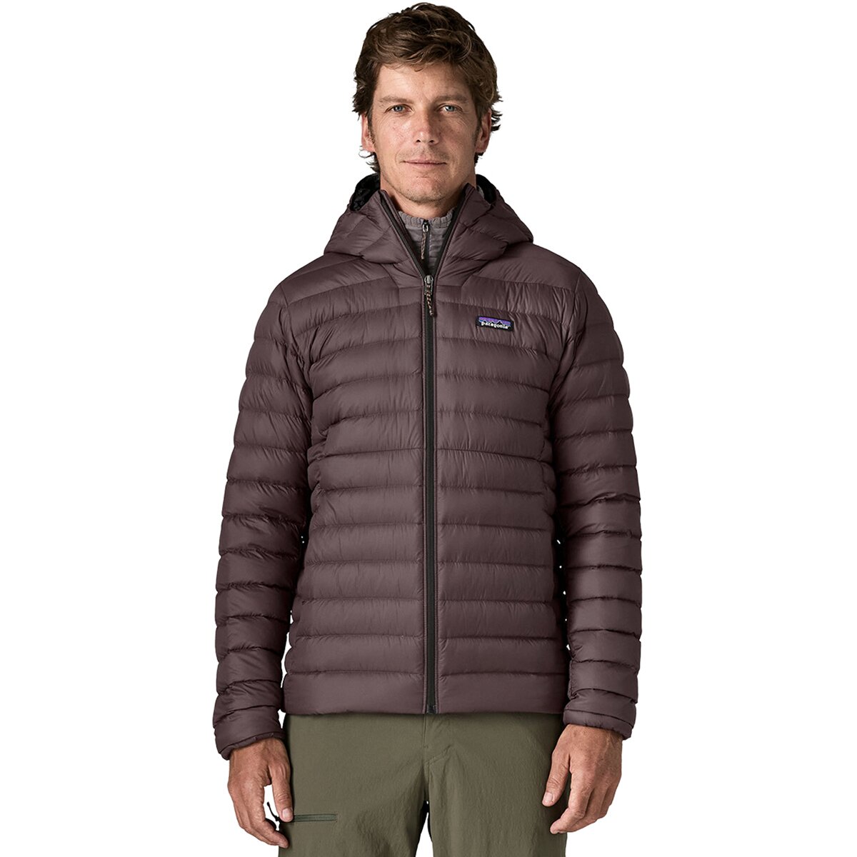 Image of Patagonia Down Sweater Hooded Jacket - Men's Den Brown, M
