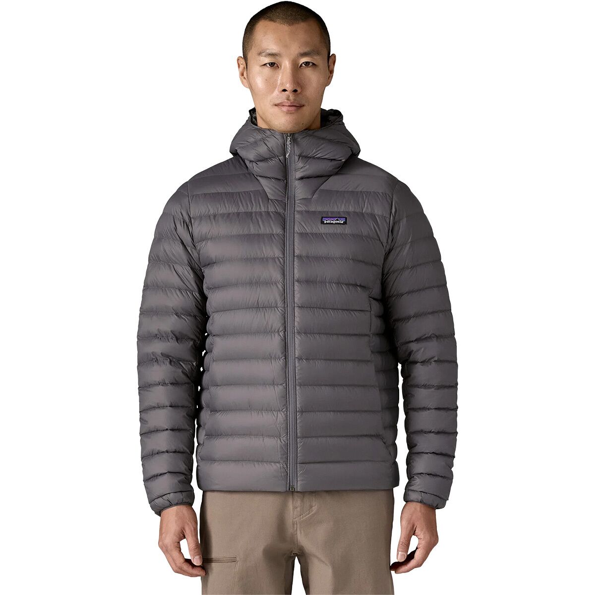 Image of Patagonia Down Sweater Hooded Jacket - Men's Forge Grey/Forge Grey, L
