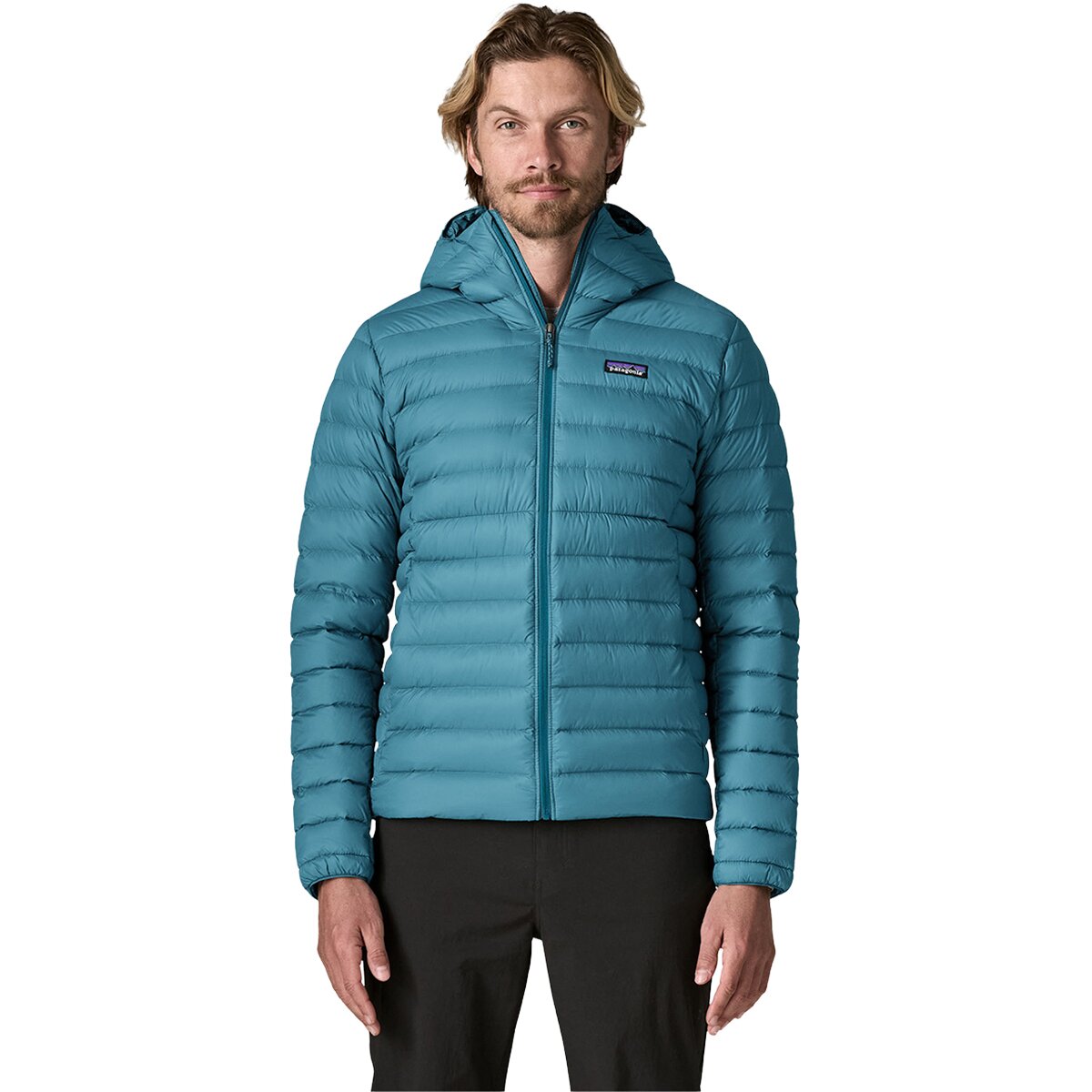 Image of Patagonia Down Sweater Hooded Jacket - Men's Glacial Blue, XXL