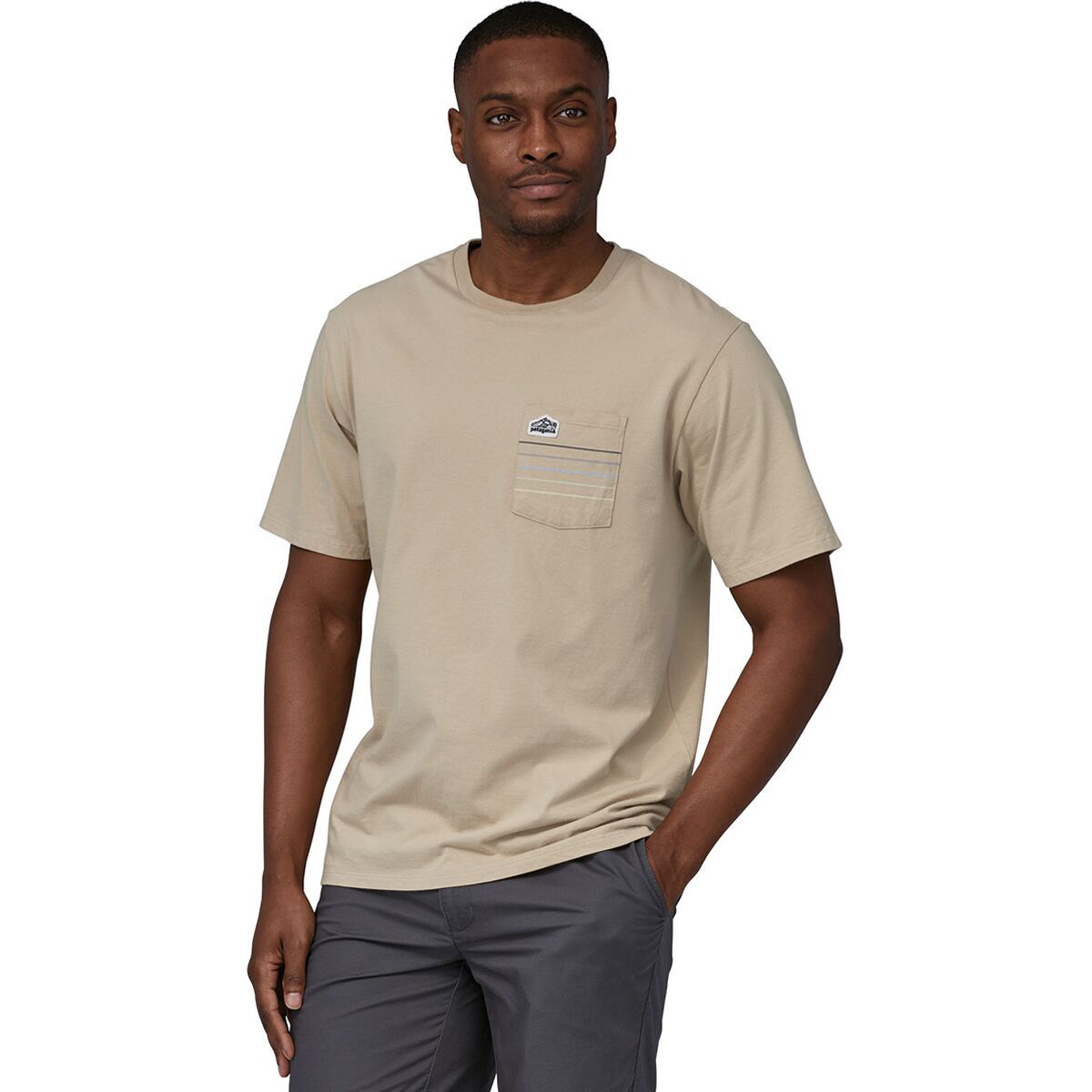 Patagonia Line Logo Ridge Stripe Organic Pocket T-Shirt - Men's