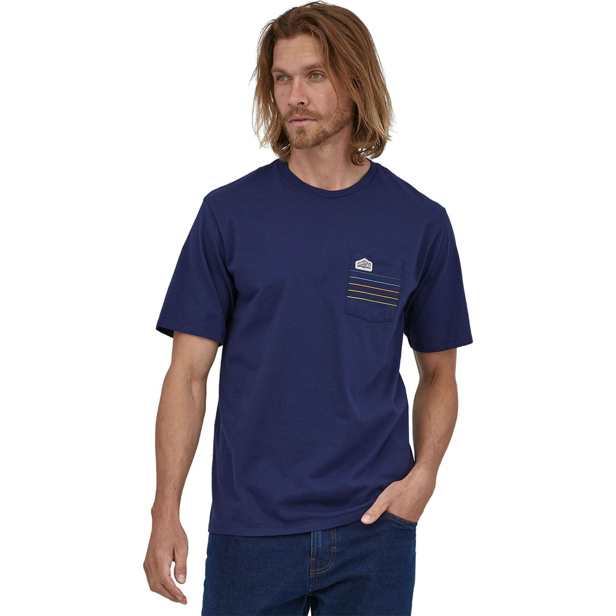 Patagonia Line Logo Ridge Stripe Organic Pocket T-Shirt - Men's
