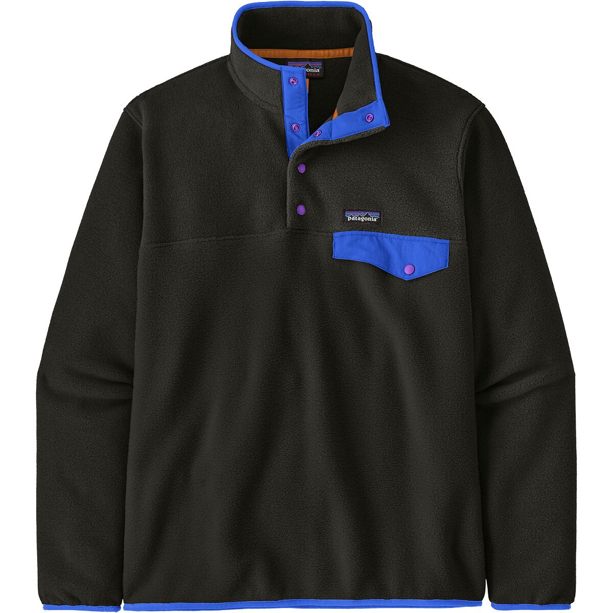 Image of Patagonia Lightweight Synchilla Snap-T Fleece Pullover - Men's Black w/P6 Blue, S