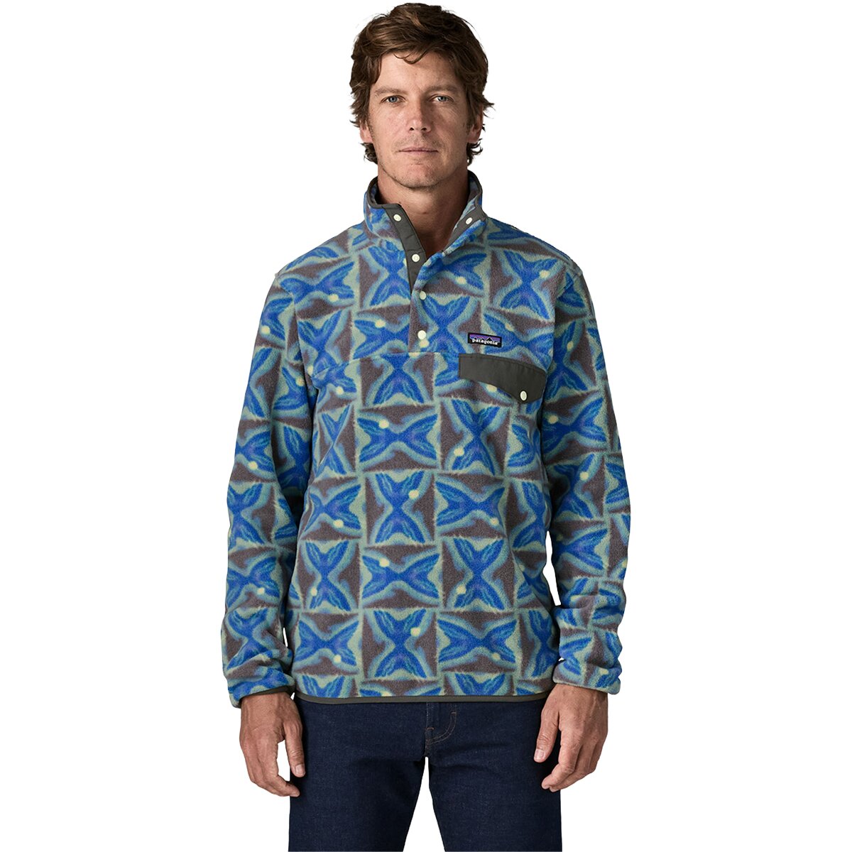 Image of Patagonia Lightweight Synchilla Snap-T Fleece Pullover - Men's Deep Freeze/Forge Grey, S