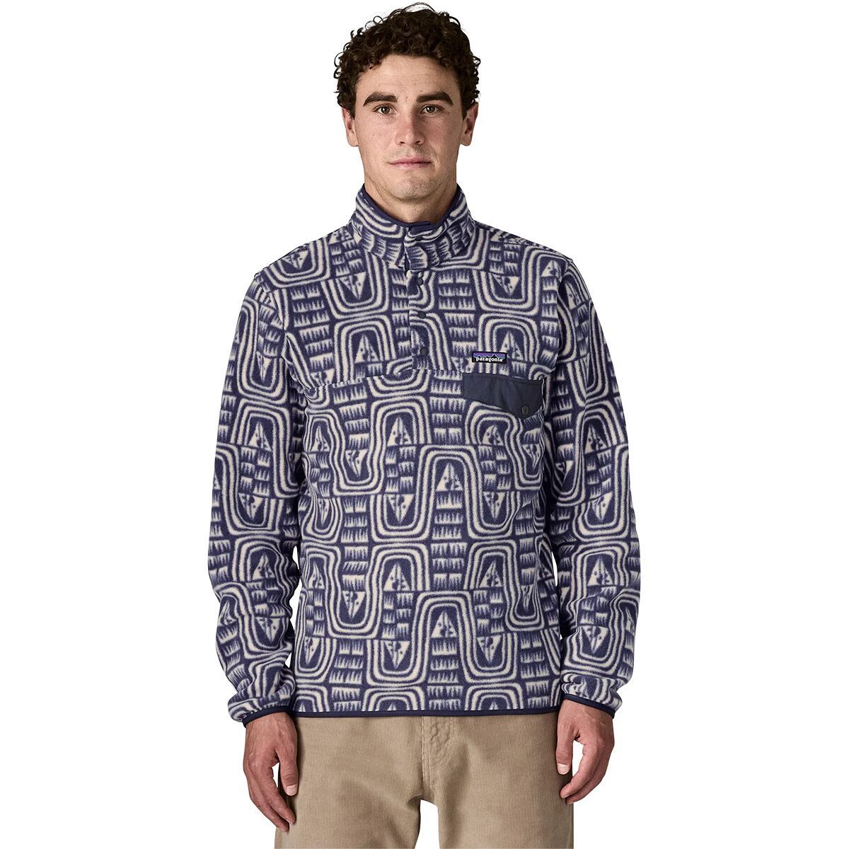 Image of Patagonia Lightweight Synchilla Snap-T Fleece Pullover - Men's Flow: Sunken Blue, L